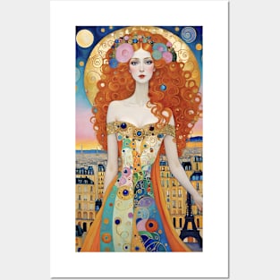 Gustav Klimt's Parisian Reverie: Inspired Eiffel Tower Posters and Art